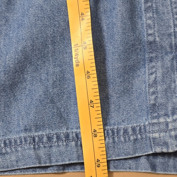 NWOT Vtg 90's Denim Maxi Dress Sz L Button Up Cotton Pockets Cottagecore Western - Picture 10 of 12